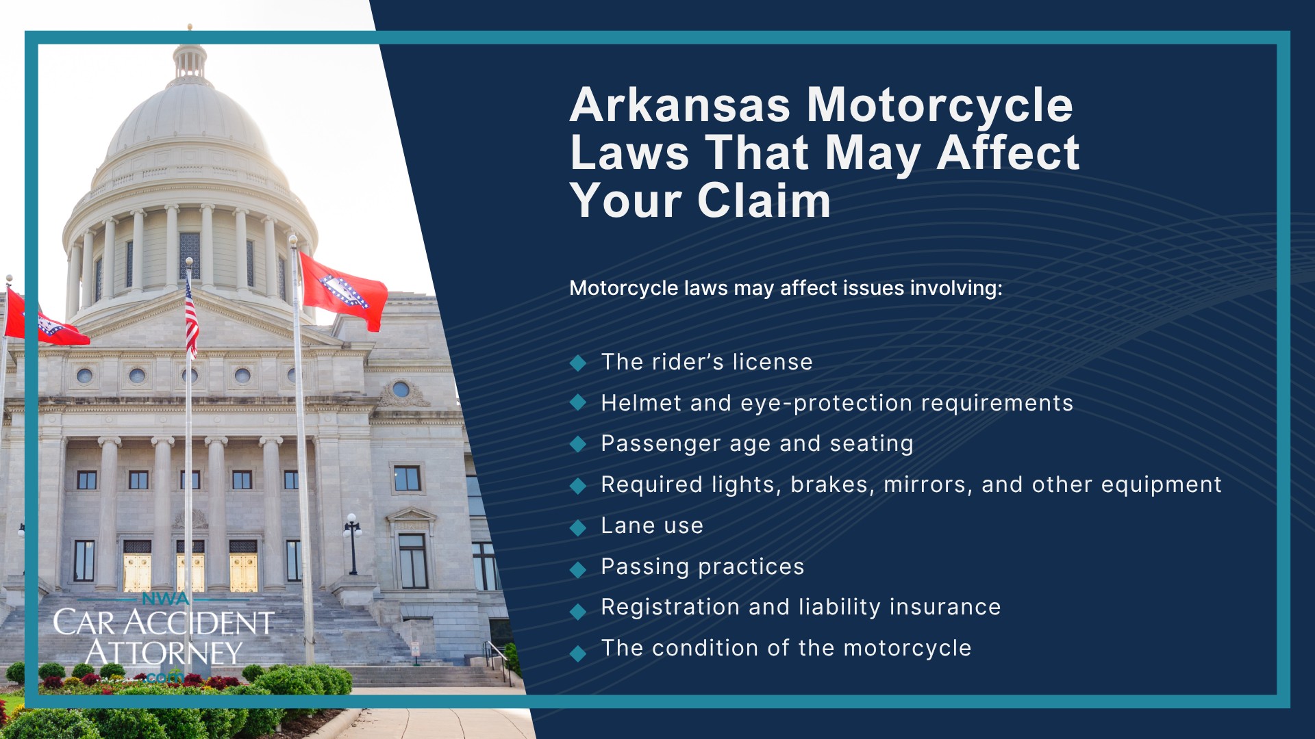 Why Motorcycle Accident Cases Are Different From Other Traffic Accidents; Common Causes of Motorcycle Accidents in Fayetteville; Where Motor Vehicle Accidents Happen in Fayetteville and Northwest Arkansas; Arkansas Motorcycle Laws That May Affect Your Claim