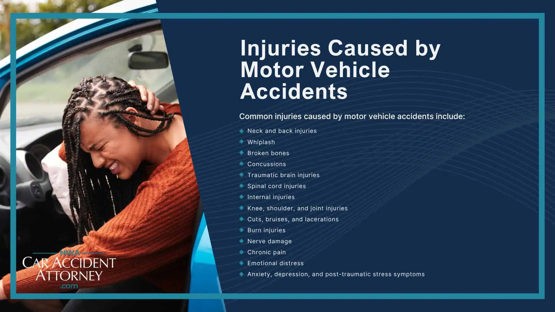 Why Motor Vehicle Accident Claims in Fayetteville Can Be Complicated; Common Types of Motor Vehicle Accidents in Fayetteville; Where Motor Vehicle Accidents Happen in Fayetteville and Northwest Arkansas; Common Causes of Motor Vehicle Accidents; Injuries Caused by Motor Vehicle Accidents