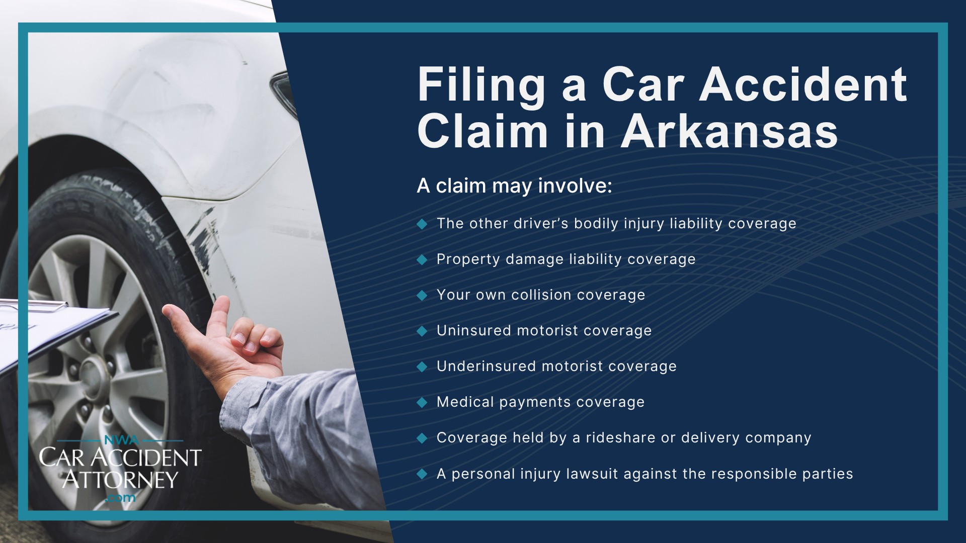 Why Motor Vehicle Accident Claims in Fayetteville Can Be Complicated; Common Causes of Car Accidents in Fayetteville; Dangerous Roads and Intersections for Car Accidents in Fayetteville; Types of Car Accidents We Handle; Common Injuries After a Fayetteville Car Accident; What To Do After a Car Accident in Fayetteville; When Should You Contact a Fayetteville Car Accident Lawyer; Filing a Car Accident Claim in Arkansas